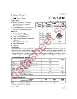IRF8714PBF datasheet  